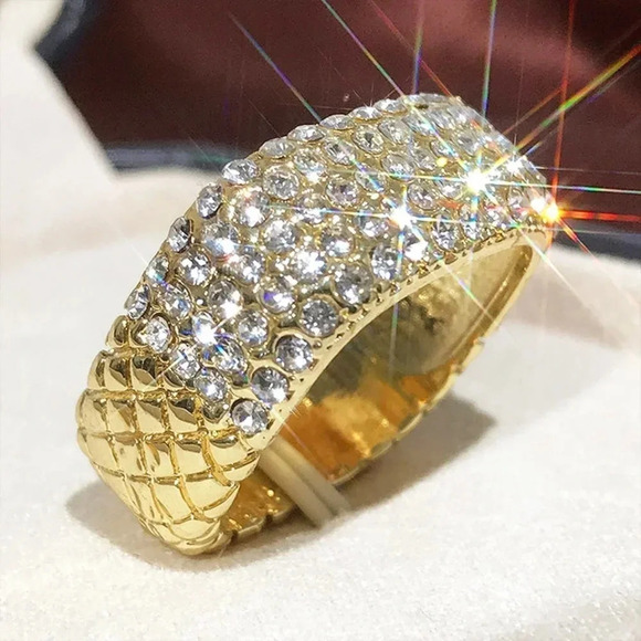 🎀Eternity Gold Plated Cubic Zirconia Fashion Ring for Women/Men, UNVN12372 - Picture 3 of 6